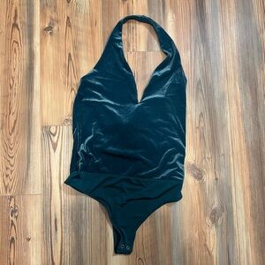Express Teal Velvet Bodysuit